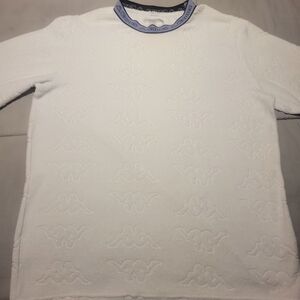 Kappa white with blue neckline Terry cloth like shirt size medium